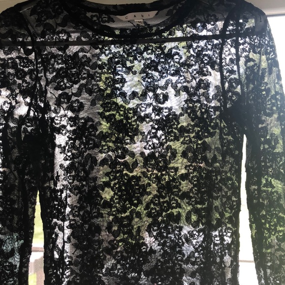 Cabi Longe Sleeve lace Tee - Picture 6 of 11